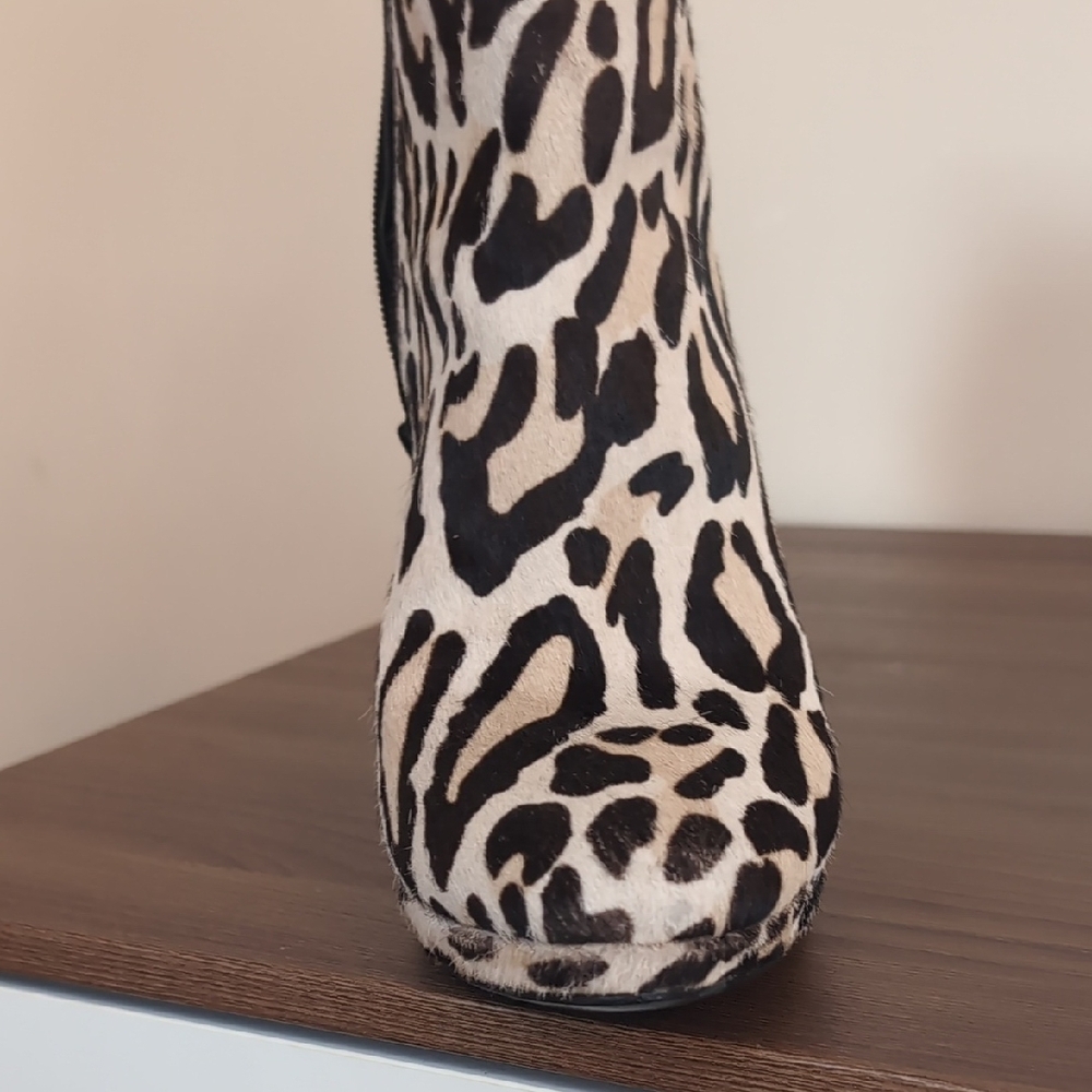 Aldo Calf Hair Leather Leopard Print Ankle Boots Size 9 - Picture 4 of 11